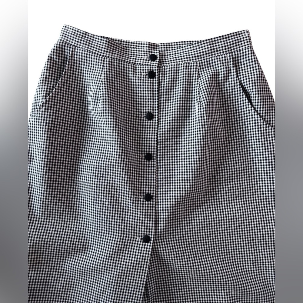 Classic Black & White Gingham Button-Front Skort